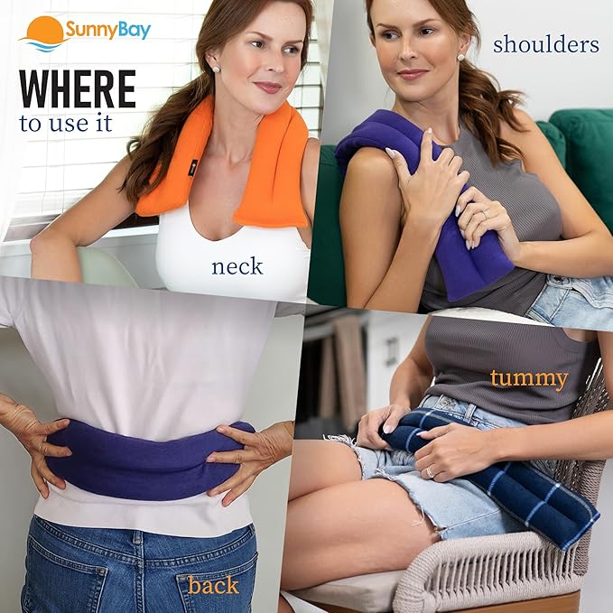 SunnyBay Microwave Heating Pad, Microwavable Heated Neck and Shoulder Wrap, Soothing Weighted Moist Heat or Ice Pack with Flaxseed and Lavender, FSA HSA Approved, 26x5 Inches, 2.5 lbs, Buffalo