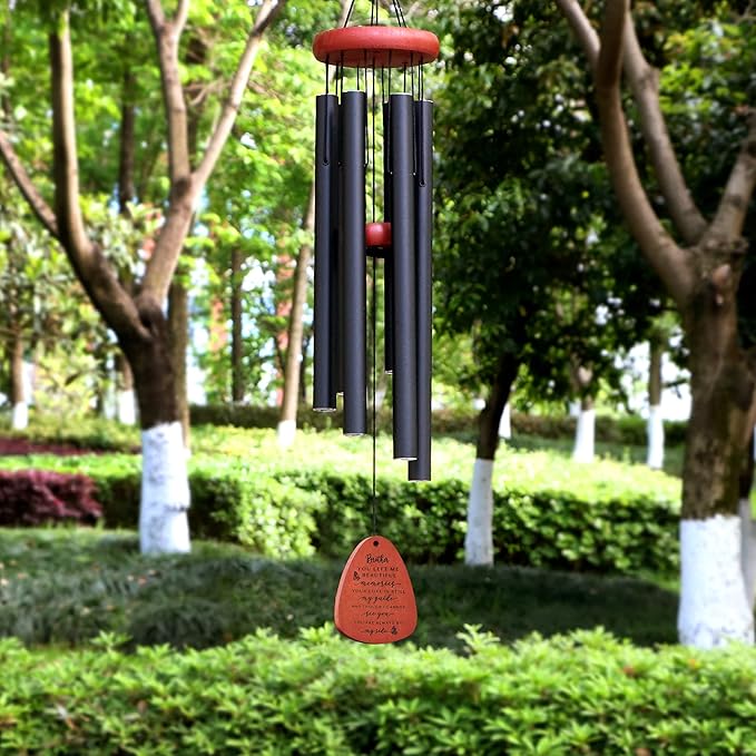 Memgift Sympathy Wind Chime for Loss of Brother - Beech Wood Memorial Wind Chime - Bereavement Gift for Loved One - Outdoor Remembrance Wind Chimes for Garden, Patio, Yard 32 Inch