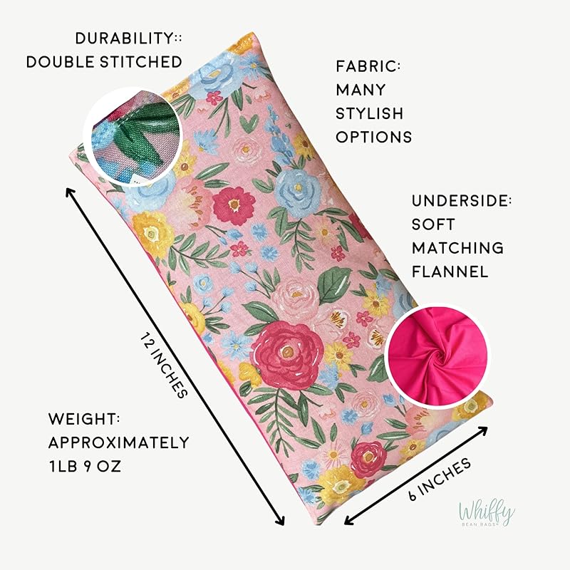 Large Microwave Heating Pad with Flax Seed, Scented or Unscented, Good For Back Pain or Cramps, Moist Heat Therapy or Ice Pack, Microwavable Bean Bag, 6" x 12" (Mushroom, Lavender & Chamomile)