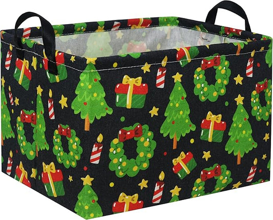 HIYAGON Rectangular Basket Box Organizer for Families - Baby Storage Bin for Boy and Girls - Christmas Room Decor