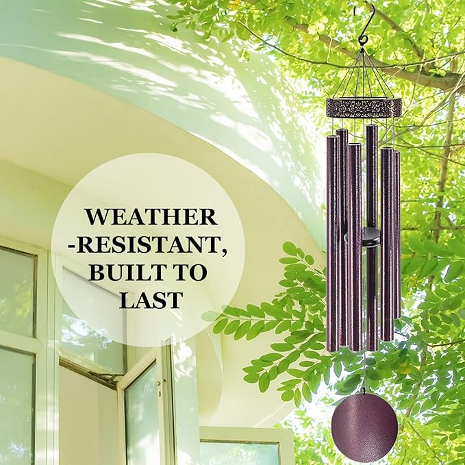 Large Wind Chimes with 6 Heavy Tubes for Outside Deep Tone - 48" Wind Chimes Outdoor Clearance, Deep Tone, Windchimes Outdoors, Memorial, Sympathy Gift, Garden Patio Yard, Home Decorate-Bronze