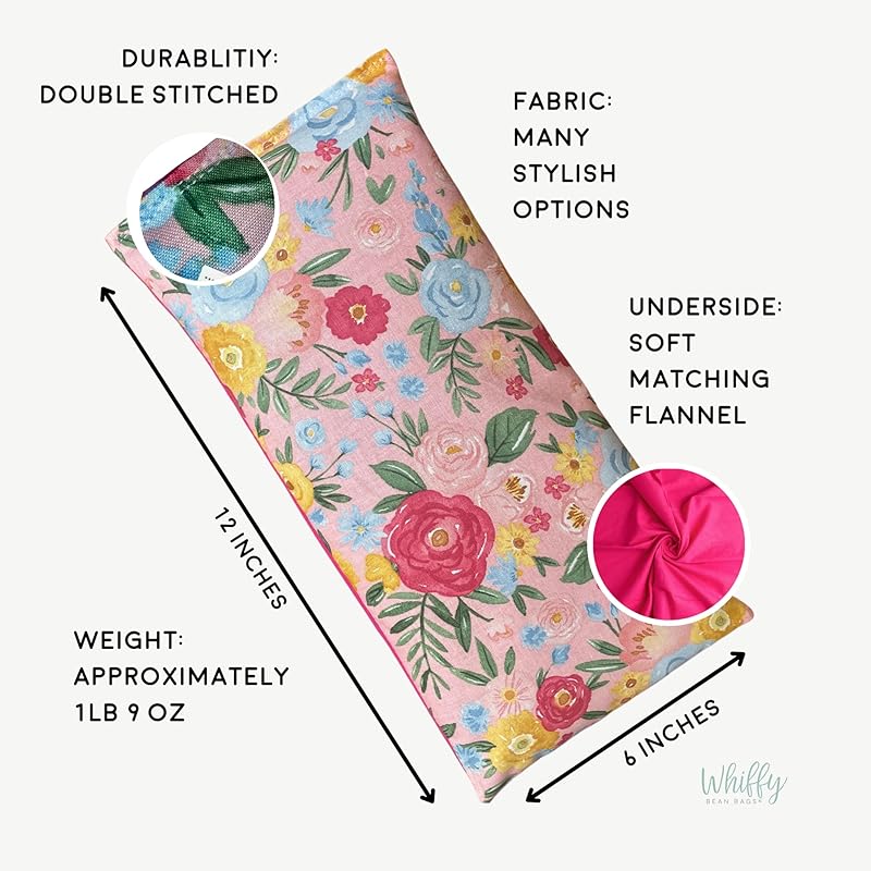 Large Microwave Heating Pad with Flax Seed, Scented or Unscented, Good For Back Pain or Cramps, Moist Heat Therapy or Ice Pack, Microwavable Bean Bag, 6" x 12" (Flannel Floral, Lavender & Chamomile)
