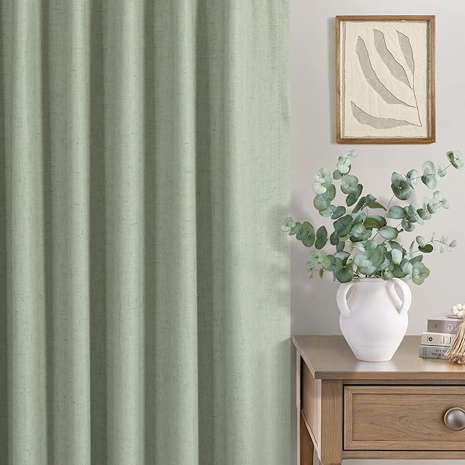 Sage Green Boho Blackout Curtains 72 Inch Length for Bedroom Aesthetic 2 Panels Set Home Office Organic Decor Back Tab Pocket Thermal Room Darkening Living Room Window Black Out Curtains 72 Inch Long