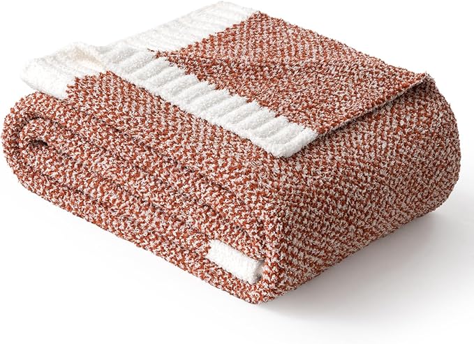 MIULEE Fall Rust Super Soft Throw Blanket for Couch, Cozy Fluffy Warm Throws Knit Blankets for Sofa, Bed, Chair, Living Room, Camping, Picnic, 50 x 60 inch