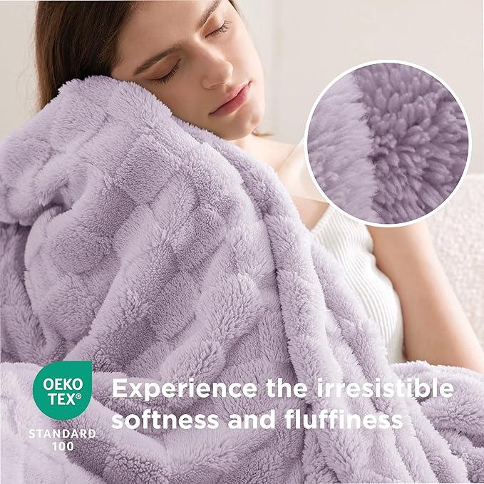 Bedsure GentleSoft Twin Blanket for Bed Lavender Fog - Super Soft Cozy Blankets for Women Men Girls, Cute Fuzzy Fleece Throws for Bedroom Couch, 60x80 Inches