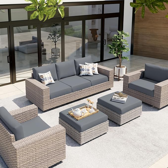 hyha Waterproof Couch Cushion Covers, Stretch Sofa Couch Seat Slipcover for Dog Washable, Non-Slip Waterproof Outdoor Cushion Covers for Patio Furniture Replacement (1 Piece for Medium, Dark Grey)