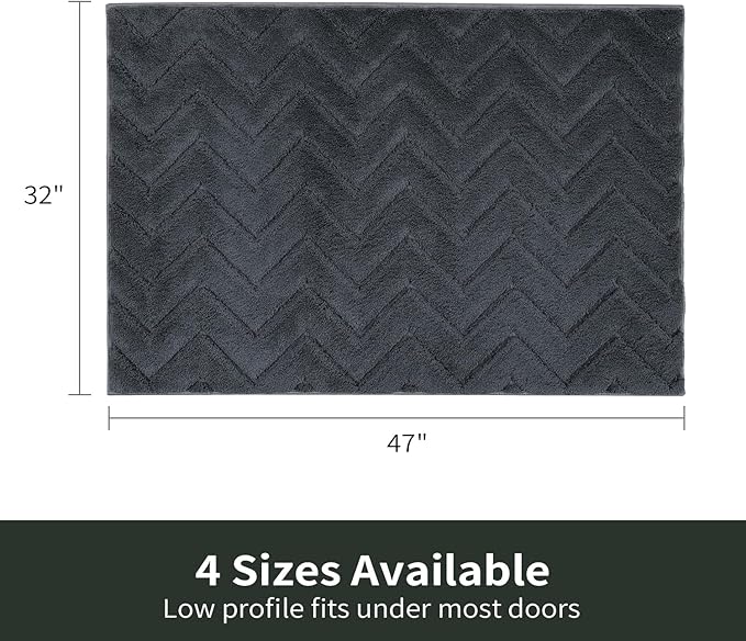 Stiio Dirt Trapper Door Mat 32x47 Inches, Front Doormat Indoor Outdoor Entrance Low Pile, All-Season, All-Weather Absorbent Entry Rug, Washable Non Slip Rug for Entryway, Dark Grey