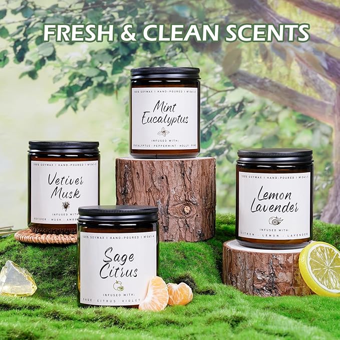 Auelife Scented Candle for Home | Vetiver Musk Candle | Aromatherapy Candles- Soy Candles for Home Scented, Gifts for Women Men, Vetiver Fragrance -7oz, Single-Wick Made with Soy Wax