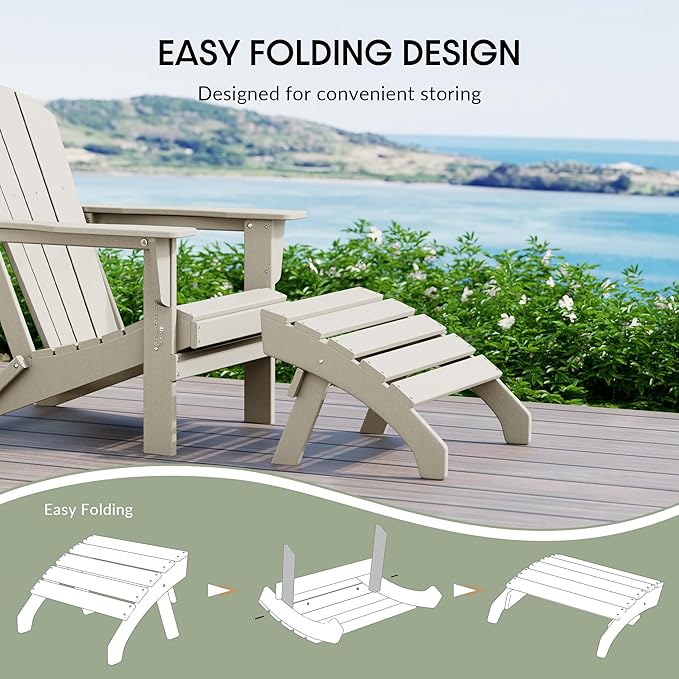 WestinTrends Dylan Outdoor Patio HDPE Adirondack Ottoman Footrest, Sand