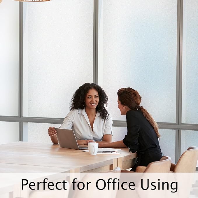 HIDBEA Frosted Window Privacy Film Heat Control UV Blocking, Static Cling Non-Adhesive Reusable Door coverings for Bathroom Home Office (Frosted 17.5 Inch x 6.5 Feet)