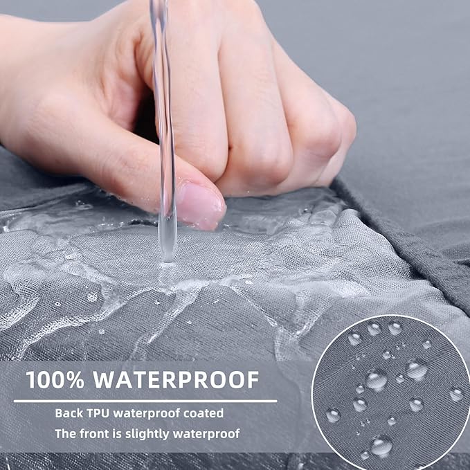hyha Waterproof Couch Cushion Covers, Stretch Sofa Couch Seat Slipcover for Dog Washable, Non-Slip Waterproof Outdoor Cushion Covers for Patio Furniture Replacement (1 Piece for Large, Grey)