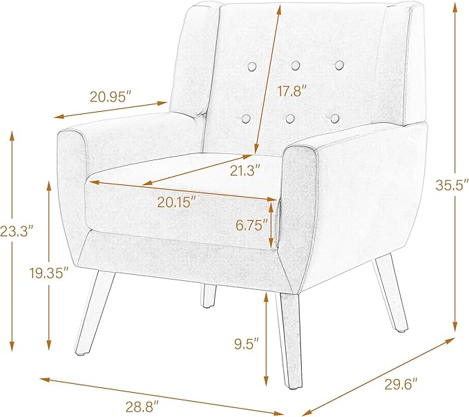 UIXE Faux Leather Accent Chairs Set of 4, Modern Arm Club Chair Upholstered Armchair for Living Room, Comfy Single Sofa Seats Button Tufted Reading Seating, Brown