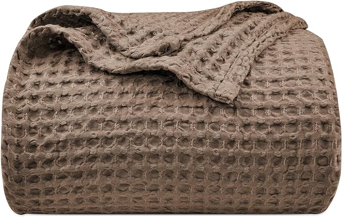 PHF Ultra Soft Waffle Weave Blanket Twin Size 66"x 90"- Washed Lightweight Breathable Cozy Woven Blanket for Bed - Aesthetic Decor for Couch Bedding Sofa Home Car - Cocoa Brown
