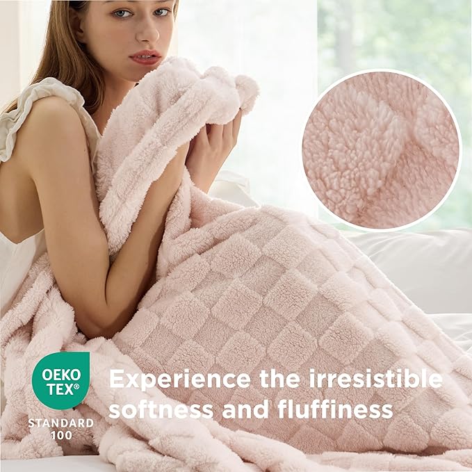 Bedsure GentleSoft Light Pink Throw Blanket for Couch - Super Soft Cozy Blankets Gifts for Women Men Girls, Cute Small Fleece Throws for Bedroom Home Decor, 50x70 Inches