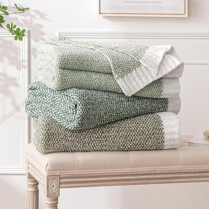 MIULEE Green Super Soft Throw Blanket for Bed, Twin Size Cozy Fluffy Warm Blankets Knit Blankets for Couch, Sofa, Chair, Living Room, Camping, Picnic, 60 x 80 inch