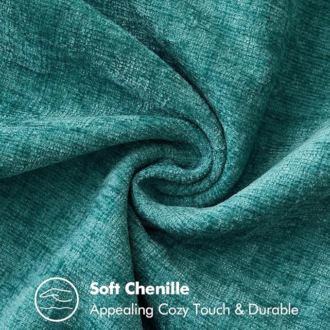 MIULEE Pack of 2 Couch Throw Pillow Covers 12x20 Inch Teal Farmhouse Decorative Pillow Covers with Stitched Edge Soft Chenille Solid Dyed Spring Pillow Covers for Sofa Bed Living Room