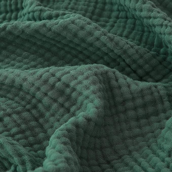 EMME Cotton Muslin Twin Blanket Breathable Gauze Blanket Soft Lightweight Blankets Adults Gifts for Women (Forest Green, 60"x80")