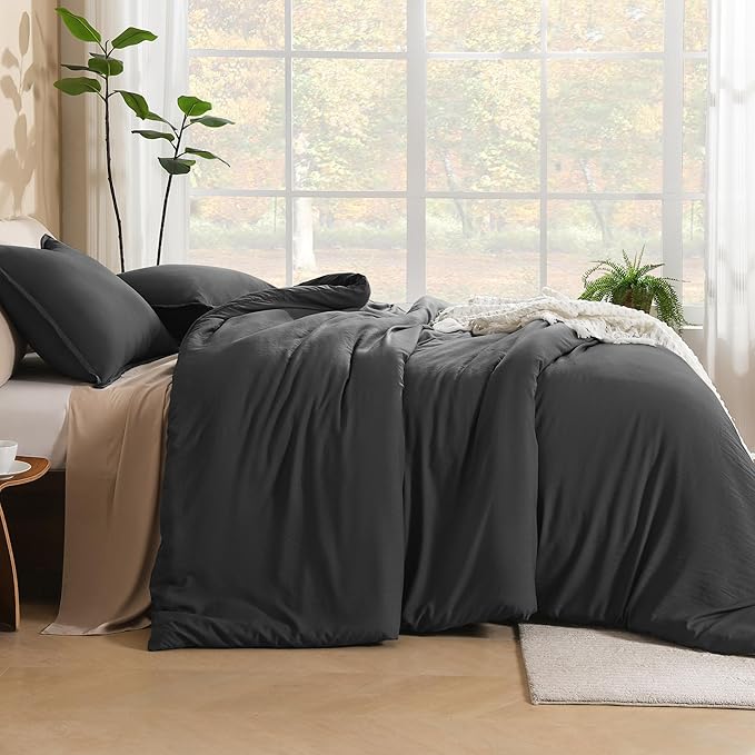 Litanika Grey Comforter Set Twin/Twin XL Size, 2 Pieces Lightweight Plain Bedding Comforter Set, All Season Fluffy Bed Set (66x90In Comforter & 1 Pillowcase)