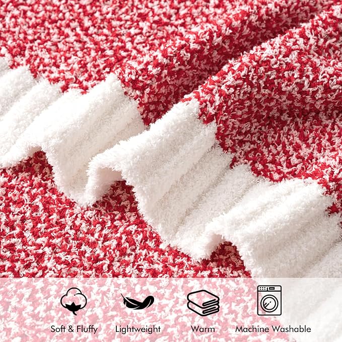 MIULEE Red Super Soft Throw Blanket for Couch, Cozy Fluffy Warm Blankets Knit Throw Blankets for Sofa, Bed, Chair, Living Room, Camping, Picnic, 50 x 60 inch