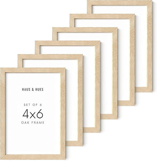 HAUS AND HUES Solid Oak Picture Frame Set - Beige Gallery Wall Frames, Tabletop Frames, Bulk Pack