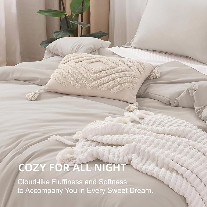 Litanika Linen Super King Plus Comforter Set, 3 Pieces Linen Lightweight Solid Super King Plus Bedding Comforter Set, All Season Fluffy Bed Set (1 Comforter & 2 Pillowcases)