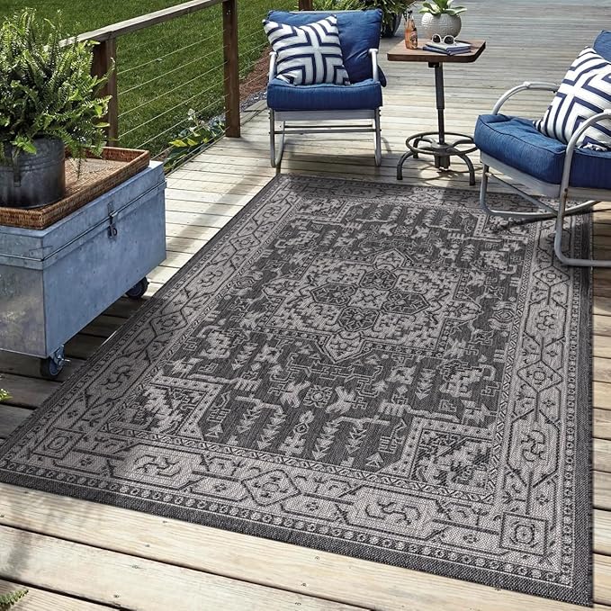 Keen Home Design Terrace Outdoor Area Rug - 5x8 Washable Indoor/Outdoor Rug for Patio, Kitchen, Balcony, Beach, Garden, Deck and Porch, Size: 5'3"x7'7"