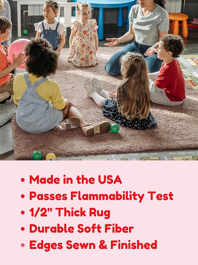KOECKRITZ Soft and Colorful Kids Classroom Area Rugs (Passes Flammability Pill Test) Many Sizes and Bright Colors to Select from (3' x 12', Eggplant)