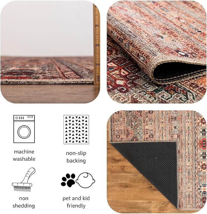 Keen Home Design 3x5 Rug - Machine Washable Entry Rug with Non-Slip Backing, Ideal for Enteryway, Kitchen, Bathroom, Laundry Room - Vintage, Easy Clean, Durable, Low Pile Rug - (3' x 5')