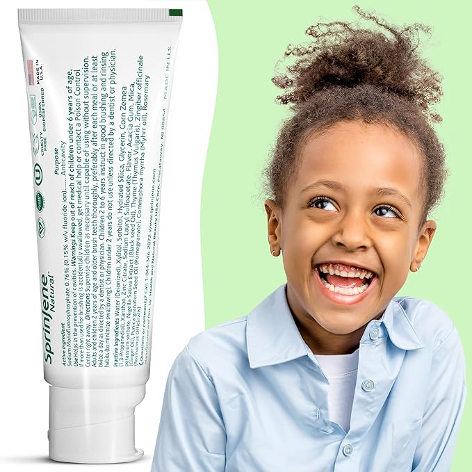 SprinJene Natural Kids Toothpaste, Watermelon | Natural Children’s Toothpaste for Cavity Protection | Fluoride Toothpaste for Toddlers | 1 Pack