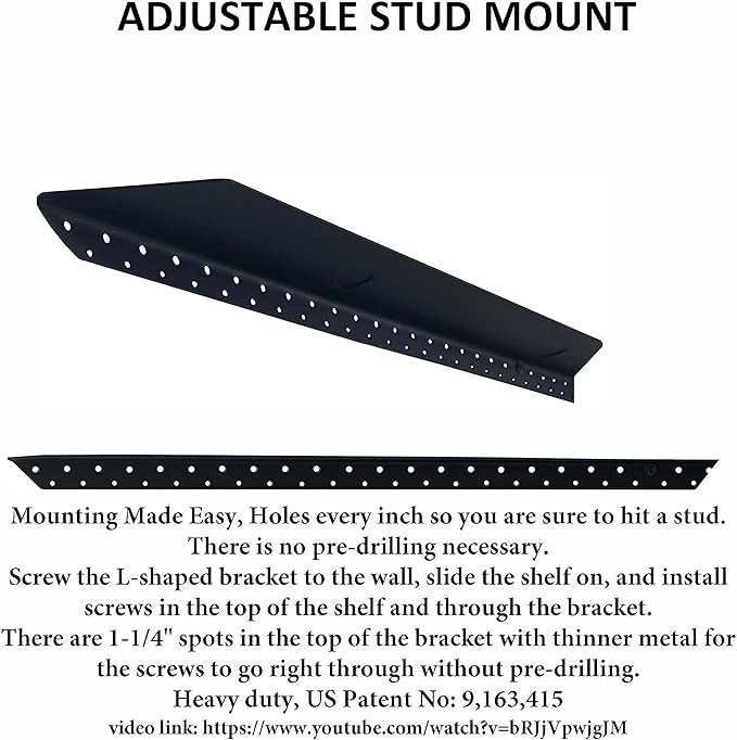 Joel's Antiques 42 Inch Wooden Floating Shelves for Wall - 42x8x2 in - Made of Natural Wood - Heavy Duty Rustic Wall Shelves Made in USA - Perfect for Living Room, Kitchen - Black