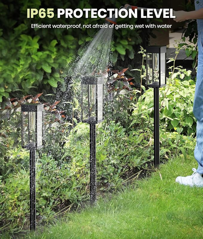 8 Pack Bright Solar Pathway Lights Outdoor,IP65 Waterproof Auto On/Off Solar Garden Light Path Lights Solar Powered for Outside Yard Path Lawn Walkway Driveway Landscape Lighting Patio Decor