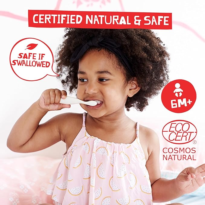 Jack N' Jill Natural Toothpaste for Baby and Infants - Fluoride Free Training Toothpaste, 40% Xylitol, BPA Free - Berries N' Cream, 1.76 oz (Pack of 1)