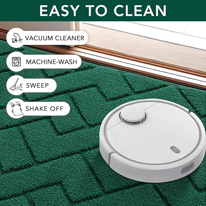 hicorfe Front Door Mat Outside Entrance,32"x40" Absorbent Muddy Dirt Resist Welcome Door Mats Outdoor Indoor,Stain and Fade Resistant,Non Slip Backing Entry Mat Doormat for Entryway(Evergreen)