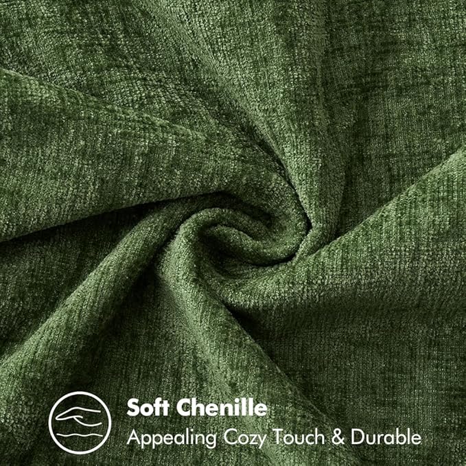 MIULEE Pack of 2 Fall Couch Pillow Covers 18x18 Inch Moss Green Farmhouse Decorative Throw Pillow Covers with Stitched Edge Soft Chenille Solid Dyed Pillow Covers for Sofa Bed Living Room