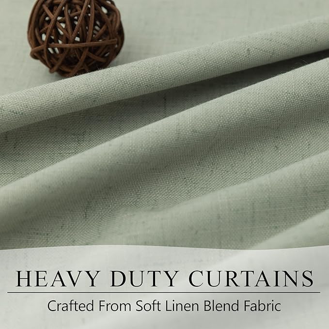 Small Short Blackout Curtains 54 Inch Length for Bedroom 2 Panels Back Tab Pleated Light Sage Green Room Darkening Insulated Thermal Drapes Window Treatment Curtain Panels for Living Room Boho Decor