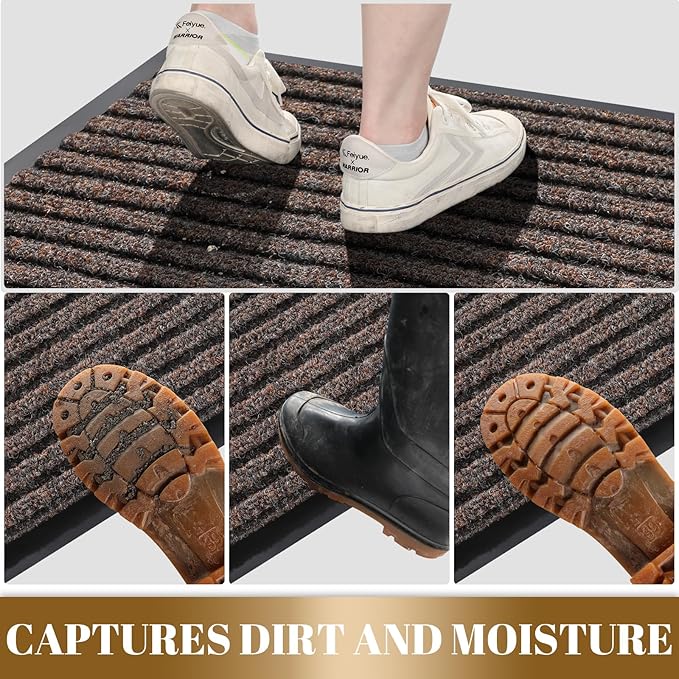 Yimobra Front Door Mat Outdoor Indoor Entrance, 100% Waterproof All-Season All Weather Doormat, Welcome Matt Outside Entry, Non Slip, Low Profile, Heavy Duty Patio Porch Floor Mats,36 x 17
