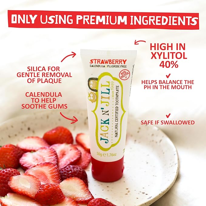 Jack N' Jill Natural Toothpaste for Baby and Infants - Fluoride Free Training Toothpaste, 40% Xylitol, BPA Free - Banana, 1.76 oz (Pack of 1)