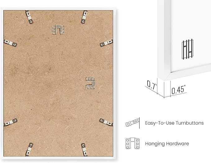 HAUS AND HUES 11x17 White Metal Picture Frames - Features Premium Aluminum, Vertical & Horizontal Hang, Shatterproof Plexiglass - Perfect for Home, Room, Office (11x17 in, White, Set of 4)