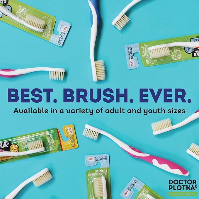 MOUTHWATCHERS Soft Flossing Toothbrushes for Kids, Pink, Ultra Clean Manual Toothbrush for Sensitive Teeth & Gums, by Dr. Plotka