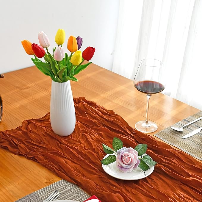 Mandy's Artificial Tulips 20 Stems Multicolor PU Faux Flowers for Wedding Home Decor 13.5 Inch