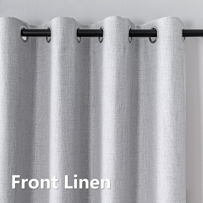 Blackout Curtains 108 Inches Long 2 Panels Set, 100% Black Out Textured Thermal Curtains, Grommet Privacy Light Blocking Drapes for Living Room Bedroom Luxury Deco(52W × 108L inch, Off-White)