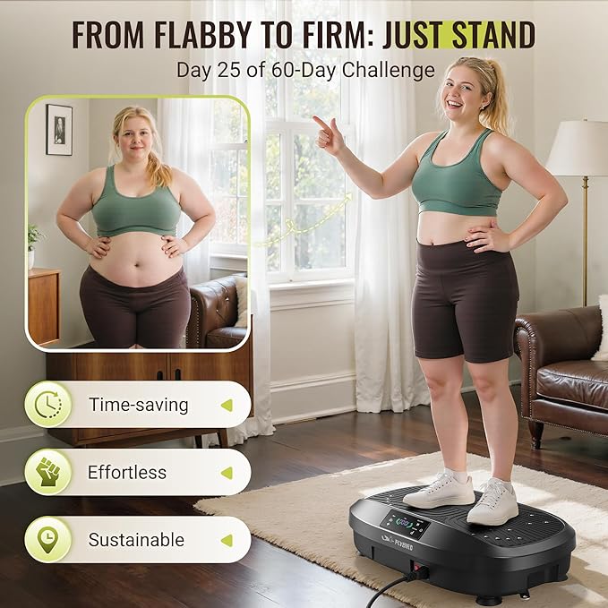 FLYBIRD Vibration Plate Exercise Machine, 120 Adjustable Speed High Intensity Vibration for Muscle Toning Weight Loss Lymphatic Drainage, Full Body Workout Vibration Plate Ideal for Fitness & Recovery