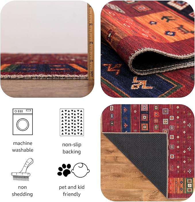 Keen Home Design 2x3 Rug - Machine Washable Entry Rug with Non-Slip Backing, Ideal for Enteryway, Kitchen, Bathroom, Laundry Room - Vintage, Easy Clean, Durable, Low Pile Rug - (2' x 3')