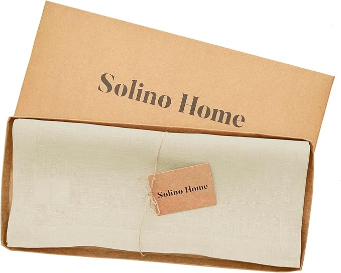 Solino Home Linen Table Runner 120 Inches Long - 100% Pure Linen Birch Table Runner 14 x 120 Inch for Fall, Autumn, Thanksgiving - Fete
