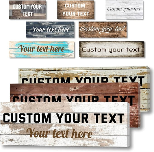 LZIMU Custom Text Signs Wall Decor Personalized Canvas Quote Family Sign Wall Art Wood Background Rustic Farmhouse Decor Framed (8"x24")