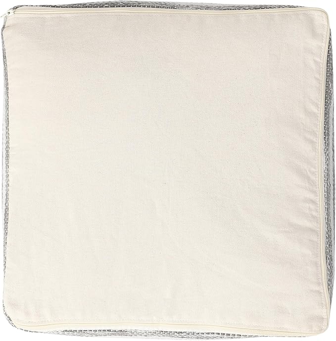 REDEARTH · Tufted Pouf Ottoman with Filler Textured Storage Cube Bean Bag Pouffe Footrest for Living Room, Bedroom, Nursery, Kidsroom; 100% Cotton (17.5"X17.5"X17.5", Melange Delight Gray)