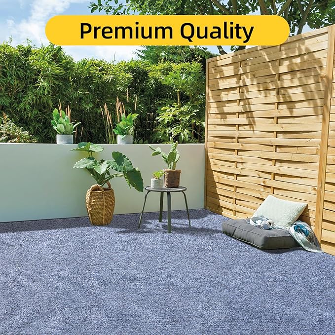 Marine Carpet,6 FT x 10 FT Blue-Gray Indoor Outdoor Carpet 0.2" Thick Boat Carpet with Water-Proof TPE Backing, Non-Slide Outdoor Marine Carpet Roll for Home, Patio, Porch, Deck