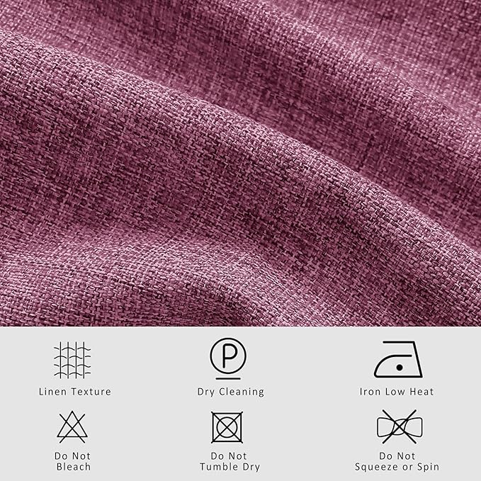 Macochico 100% Blackout Lilac Linen Curtains 84 Inches Long Pinch Pleated Burlap Curtains for Bedroom Living Room Farmhouse Nursery Thermal Window Panels with Tieback 72”Wx84”L 1 Panel