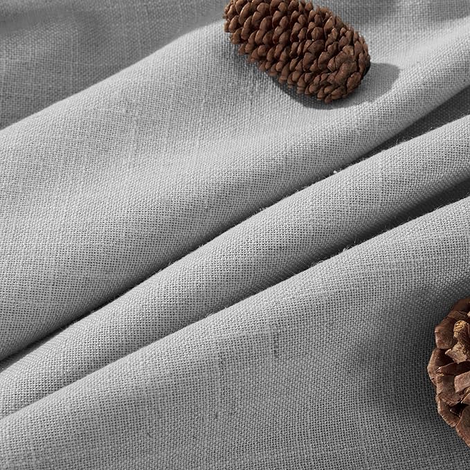 Joydeco Linen Curtains 90 Inch Length, Light Filtering Curtains for Bedroom Living Room, 52 Inches Wide Faux Linen Drapes with Back Tab & Rod Pockets (52x90 inch, Ebony Grey)