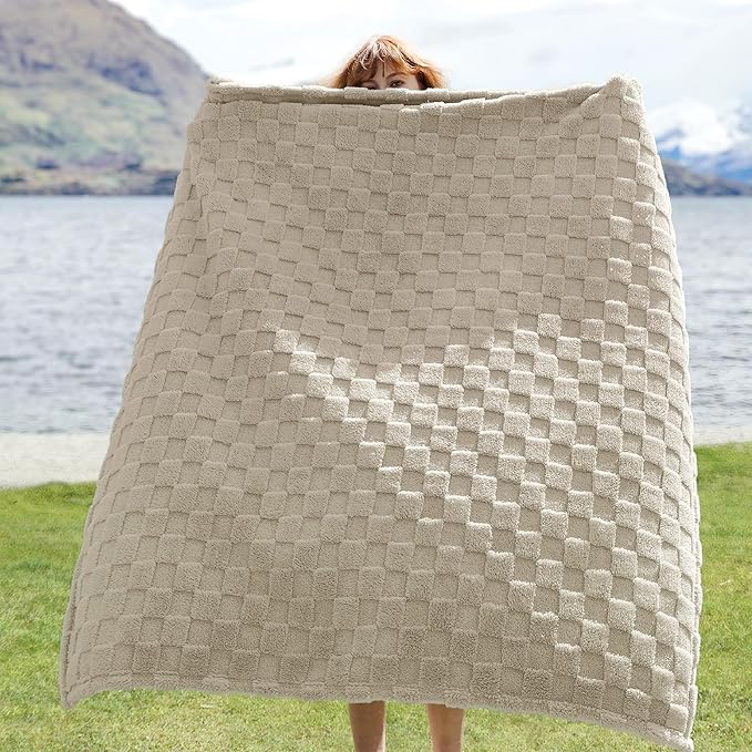 Bedsure GentleSoft Light Brown Throw Blanket for Couch - Super Soft Cozy Blankets Gifts for Women Men Girls, Cute Small Fleece Throws for Bedroom Home Decor, 50x70 Inches
